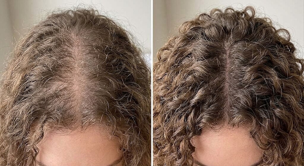 Wavy/curly hair before and after